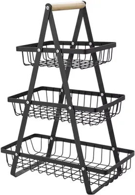 Imagen del producto de Cesta de alambre con 3 niveles, color , almacenamiento compacto, ideal para la cocina
