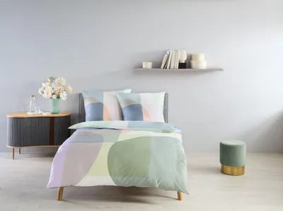 Produktbild von Fleuresse Mako-Satin Bettwäsche 155x220 Retro Kreise Karo bunt 115056-9