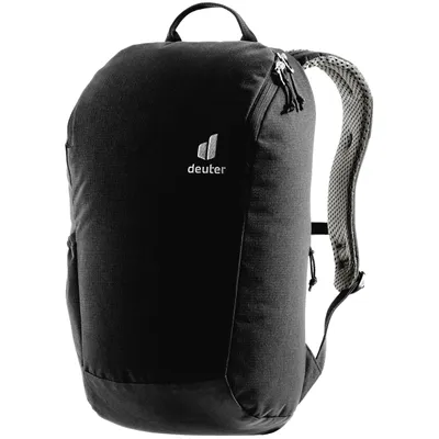 A black Deuter backpack is shown against a white background.