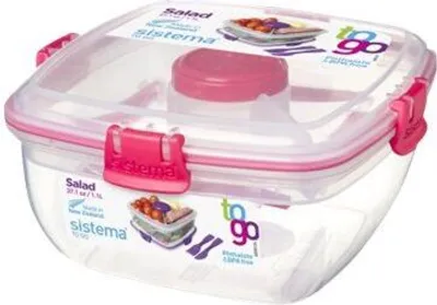 Produktbild von Sistema SI21356 Salatbox To Go 1, inkl. Besteck, 1 l (Farbe zufällig, 1 Stück)