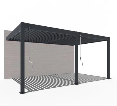 Immagine prodotto di Pergola da parete Weide Deluxe interamente in alluminio, 3,6x5,3 m, con tetto a lamelle color antracite