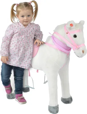 Produktbild von Pink Papaya Stehpferd zum draufsitzen | 75cm Spielpferd zum Reiten | Pferd zum Reiten für Kinder mit Sound | Sattel Pferd - Molly
