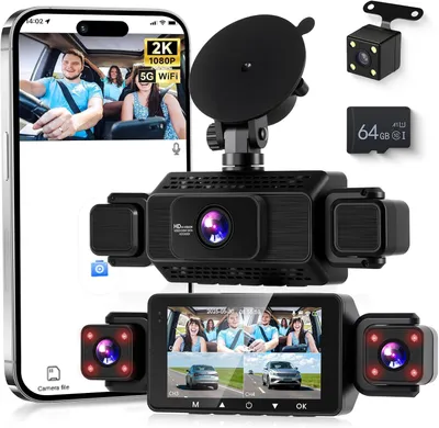 Productafbeelding van Dashcam Auto - Autocamera - Rijcamera - Dashboardcamera - Voor- En Achtercamera - 4 Camera’s Met 360° Dekking
