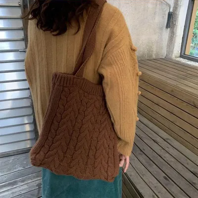 Produktbild von 360Home Umhängetasche Handtasche Einfarbig gestrickt Braun