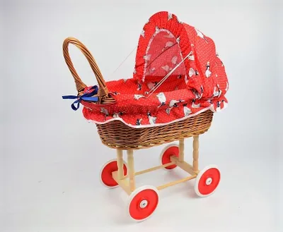 Produktbild von Puppenwagen aus Weide, Korbkinderwagen für Puppe Gans
