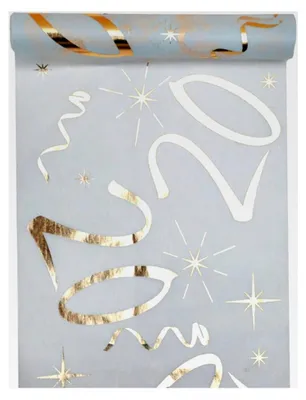 Produktbild von Tischläufer in Weiß und Gold, 20 Jahre, 30 cm x 5 m