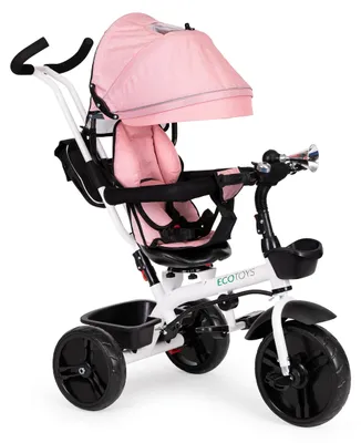Productafbeelding van Drie-wiel kinderwagen met 360 graden draaibare zitting, roze