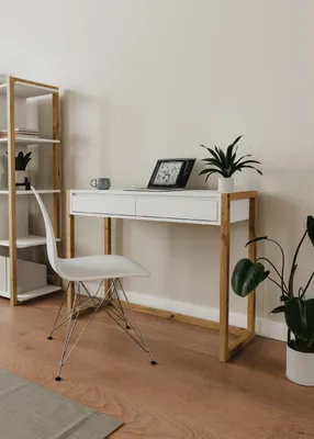 Produktbild von Konsolentisch Eiche/Weiß – 2 Schubladen – 100 x 35 x 75 cm