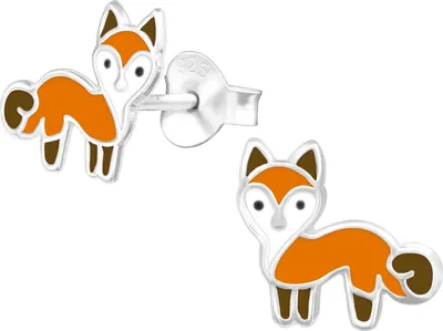Produktbild von Ohrringe Ohrstecker 925 Sterling Silber mit Fuchs in orange