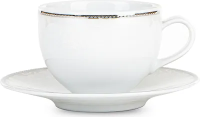 Obrázok produktu pre Súprava šálok Konsimo pre 6 osôb (12 kusov) "AMELIA LUIZA", biela, porcelán, elegantná, 250 ml / 14 cm