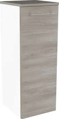 Produktbild von FACKELMANN Midischrank LIMA / Badschrank mit Soft-Close-System / Maße (B x H x T): ca. 30 x 81 x 32 cm / Türanschlag frei wählbar / Korpus: Weiß / Front: Braun