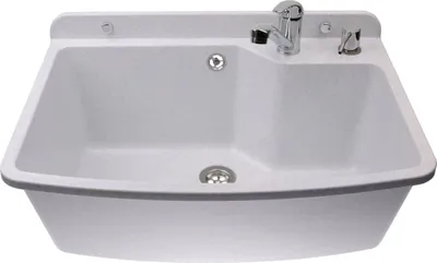Produktbild von ADGO® Großes Weißes Waschbecken Mit Wasserhahn Und Seifenspender
