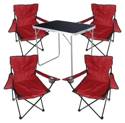 Produktbild von 5-tlg Camping Set Gartenmöbel Campingtisch + 4xCampingstuhl Klappstuhl