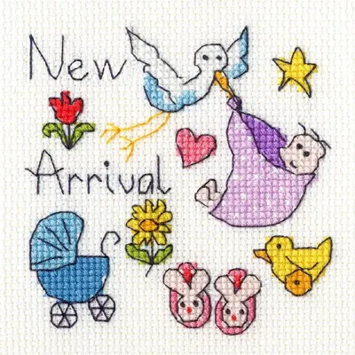 Produktbild von Bothy Threads Grußkarte Kreuzstich-Set "Babykarte", 10x10cm, XGC6, Zählmuster