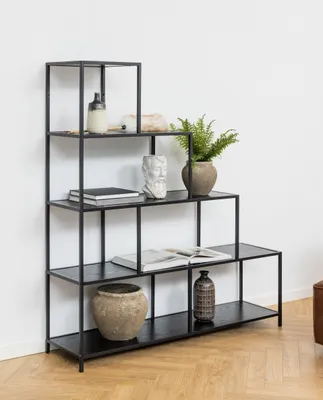Produktbild von Leiterregal >Seaford< in schwarz, MDF, Stahl - 135x150x35cm (BxHxT)