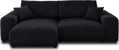 Image de Lisa Design Garance - canapé d'angle réversible - 4 places - en velours côtelé grosses côtes , Noir