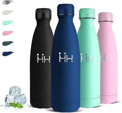 Produktbild von Famanu Trinkflasche 500 ml - Auslaufsichere Thermosflasche für warme & kalte Getränke - Isolierend - Schule, Camping, Büro