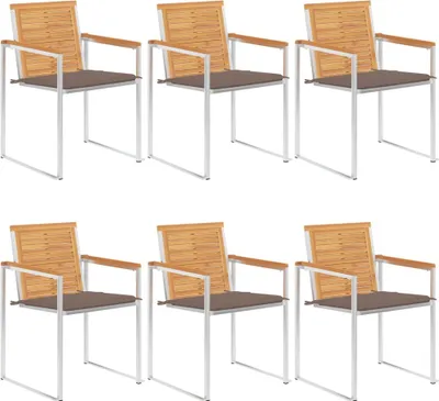 Produktbild von Gartenstühle 6 Stk. mit Kissen Massivholz Teak