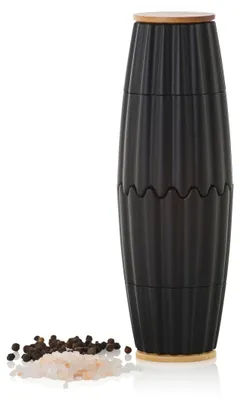 Immagine prodotto di Macinino magnetico doppio per pepe eAdHoc, modello MagTwo, con macinini in Vetroceramica CeraCut®, corpo in plastica/bambù