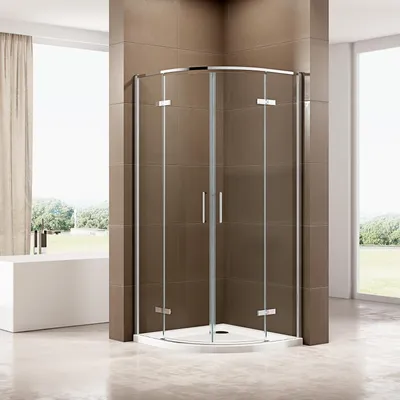 Produktbild von Duschkabine Viertelkreis mit Drehtür EX406A - Nano ESG-Sicherheitsglas - Größe wählbar, Maße Duschkabine:90x90cm