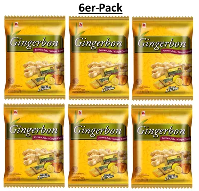 Produktbild von 6er-Pack Gingerbon Kaubonbons Ingwer Honig Zitrone 125g