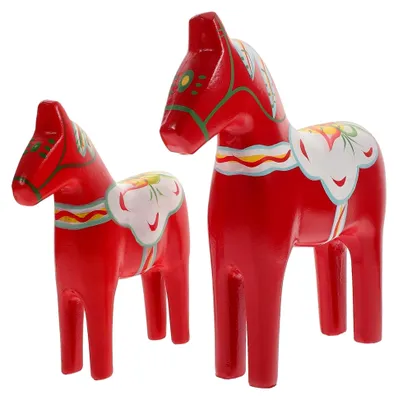 Produktbild von 1 Paar Rotes Holzpferd Ornament Handbemaltes Holzpferd Deko Für Kinderzimmer Wohnzimmer Und Büro Einzigartige Pferdefigur Als Kreative Tischdekoration Aus Holz