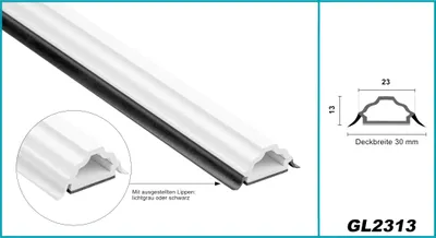 Produktbild von Glassprossen PVC weiß 1-2m - Weichlippen grau & schwarz, selbstklebend - HJ