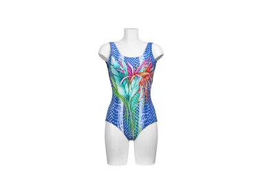 Produktbild von Pacific Fashion Badeanzug  Multicolor blau-grün-bunt Frontprint  31080, Größe 50 C