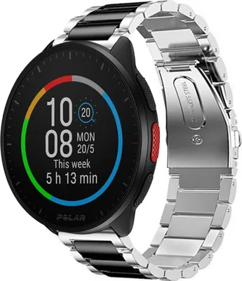 Produktbild von Strap-it Stahlarmband - Kompatibel mit Polar Pacer Armband Ersatzarmband Edelstahl Armband mit faltschließe Sportuhr zubehör für smartwatch 20mm Armband Silber