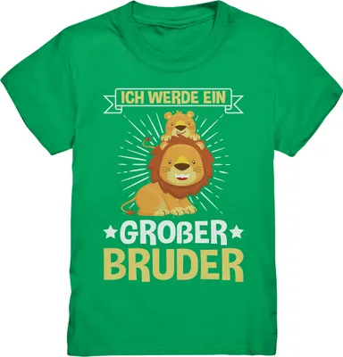 Produktbild von Ich werde Großer Bruder Löwe Shirt – Kelly Green / 134/146 (9-11)