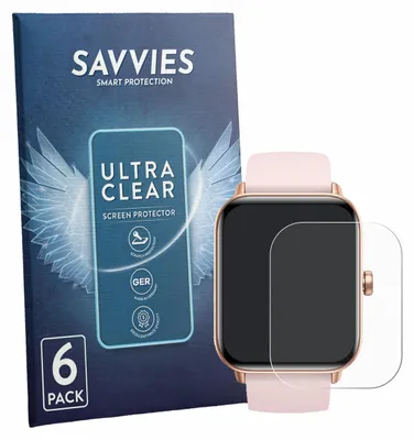 Produktbild von 6x Für Trunsif Smartwatch 1.85" Schutzfolie Savvies Displayschutz Display Schutz Folie Klar Transparent