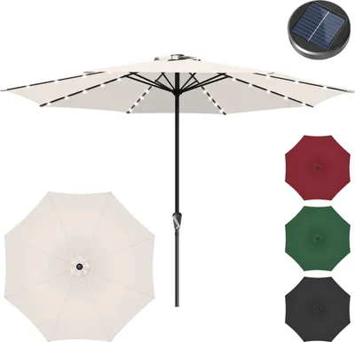 Immagine prodotto di Hengda Ombrellone Ø350cm Ombrellone UV40+ Ombrellone da giardino Terrazza Giardino Protezione UV LED Solare, Grigio