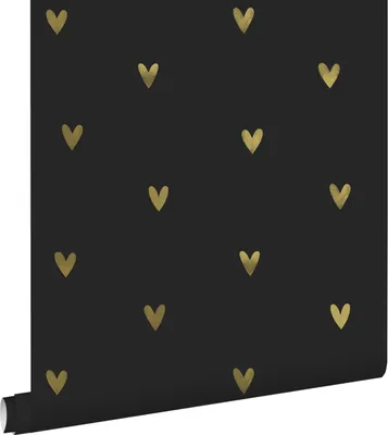 Produktbild von ESTAhome Tapete Herzchen Gold und Schwarz 53 cm x 10.05 m