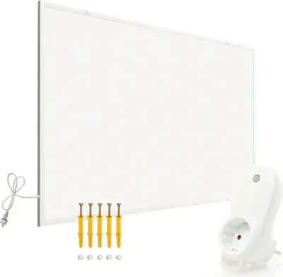 Image de Wiltec Kit Panneau chauffant infrarouge avec themostat – 400 W – 720 x 620 x 15 mm – Chauffage IR électrique mural – Émetteur Radiateur à Rendement efficace