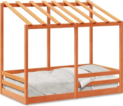 Obrázek produktu pro vidaXL Dětská postýlka se stříškou vosk hnědá 70x140 cm masivní borovicové dřevo