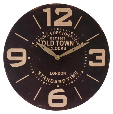 Image de Horloge murale intemporelle Ø29cm style campagnard Shabby Vintage Antique Horloge de cuisine en bois Décoration, Motif:Old Town