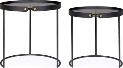 Produktbild von 2er Set Beistelltische Zeina 48,5 x 48,5 x 51 cm Stahl und Glas Couchtisch