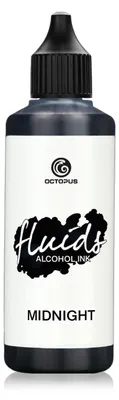 Immagine prodotto di 100 ml Octopus Fluids Alcohol Ink MIDNIGHT, inchiostro ad alcool per Fluid Art e Resin Art, nero