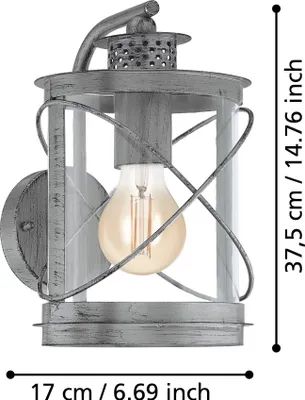 Image de EGLO Applique extérieure Hilburn 1 argent 60 W 94866