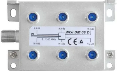 Produktbild von WISI Verteiler 6-fach DM06D 5-1300MHz 9,4dB Klasse A (+10dB)