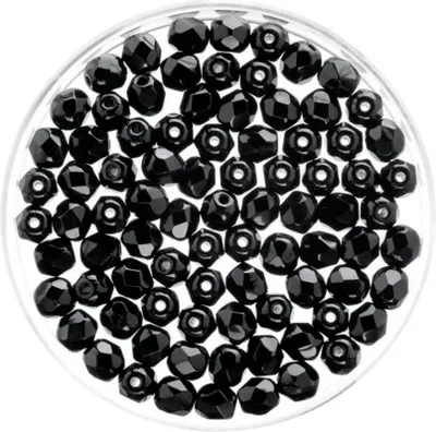 Produktbild von Glorex Glasschliff Perlen 4 mm 100 Stück, schwarz
