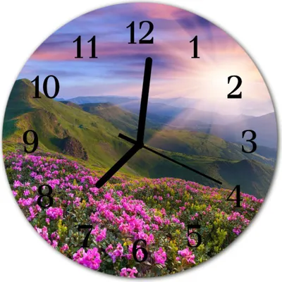 Produktbild von Glasuhr Wanduhr Küchenuhr Echt-Glas 30fi cm Landschaft mehrfarbig