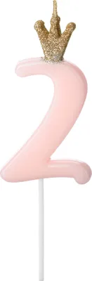 Produktbild von Geburtstagskerze Zahl 2, hellrosa, 9,5cm