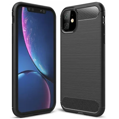 Zdjęcie produktu dla Techsuit Carbon Silicone etui na iPhone 12 mini – czarne