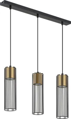 Obrázek produktu pro Industriální černo-zlatá dekorativní závěsná lampa s trojitou drátěnou trubicí Fobia 3xGU10 25W Sigma Lighting