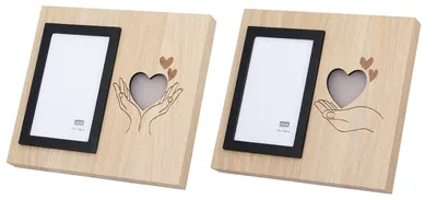 Produktbild von Gilde Fotorahmen (LED), rechteckig, "Herzchen", Herzmotiv, MDF, braun, VE 4, 2fach sortiert, L. 3 cm, B. 25 cm, H. 22 cm