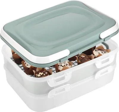 Produktbild von Turquoise Pastell Transportbox 2 Etagen für Lebensmittel