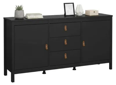 Produktbild von Kommode Lisiane, Wohnzimmerbuffet, Wohnzimmer-Sideboard, Moderne Küchen-Speisekammer, 151x38 h80 cm, Schwarz