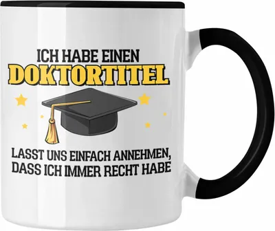 Produktbild von Trendation - Lustige Tasse Doktortitel Bestanden- Geschenk Bestandene Prüfung (Schwarz)