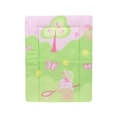 Produktbild von Baby Delux Wickeltischauflage 70x75 cm Wickelauflage Wickelunterlage Baumwolle wasserdicht Schmetterling Rosa Grün